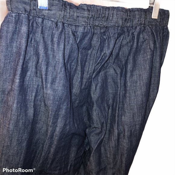 woman within AS NEW dark wash elastic waist jeans - Picture 2 of 4